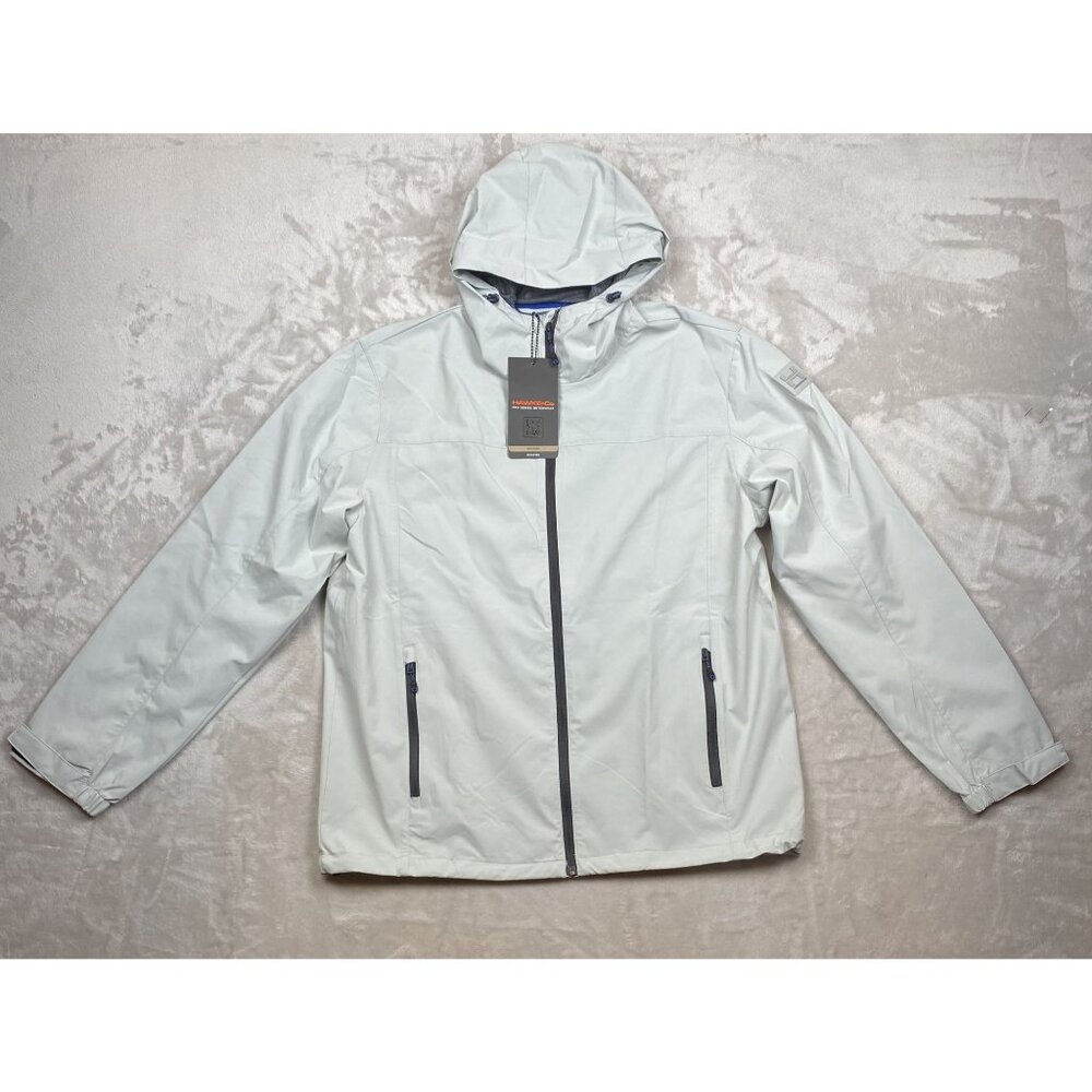 Hawke & Co Mens Light Gray Hooded Jacket L Performance Polyester Outerwear